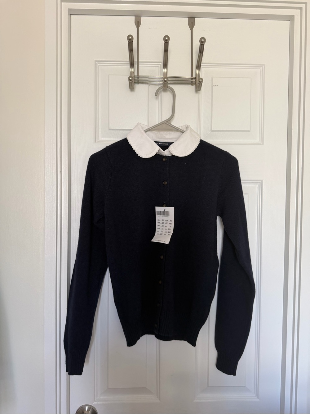Brandy Melville Black Cardigan with White Peter Pan Collar